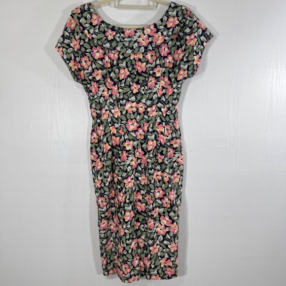 Maggy London Vintage Floral Midi Dress Size 8 Multicolor Botanical Garden - Picture 2 of 13